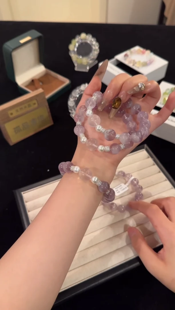 水晶手链合金紫兔毛x2007