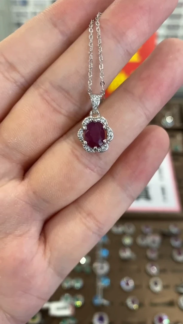 颈饰银S925镶嵌红宝石1