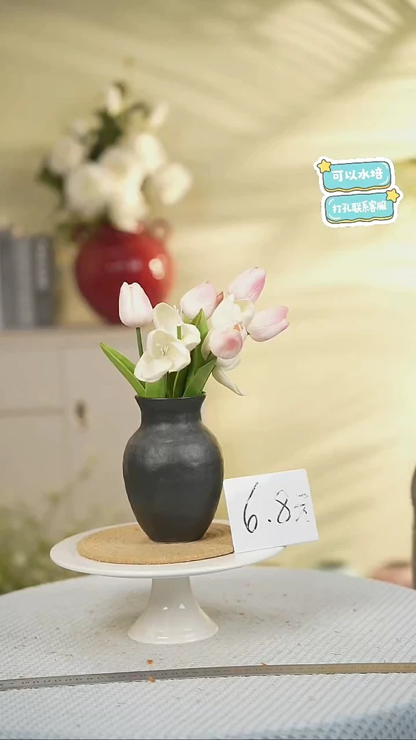 小号黑色景德镇高温陶瓷花摆件