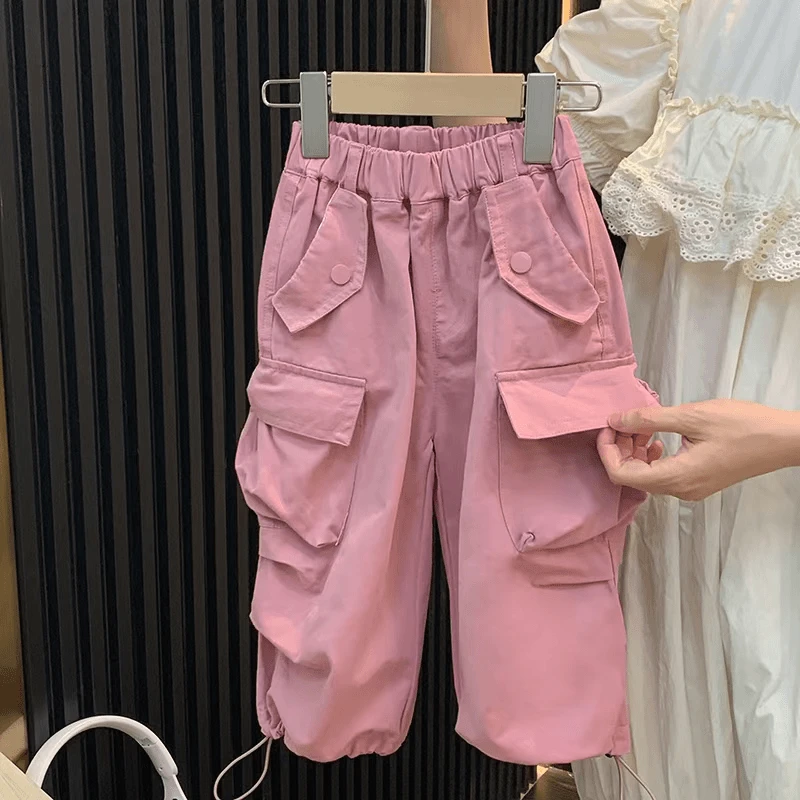 女童工装裤春夏裤子新款洋气百搭时髦宽松韩版童直筒裤潮款