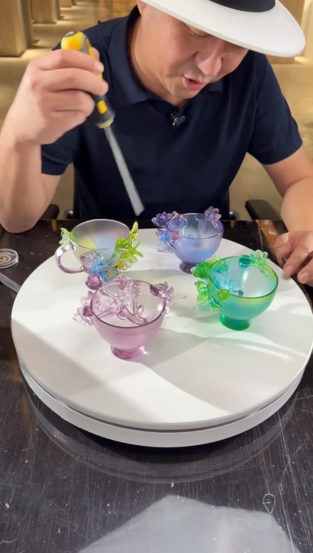 摆件蝴蝶咖啡杯 四色一组