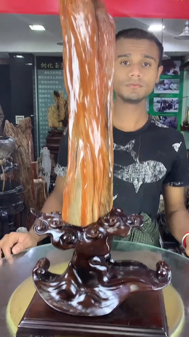 缅甸天然树化玉摆件