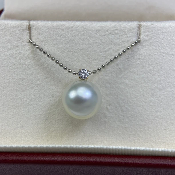 纯天然正宗海水珍珠澳白吊坠18k金镶简约时尚春夏新款戴妃款吊坠