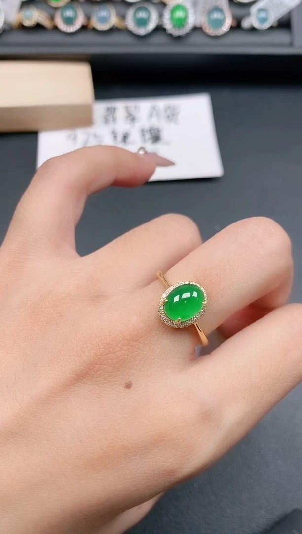 银S925镶嵌戒指翡翠1111111