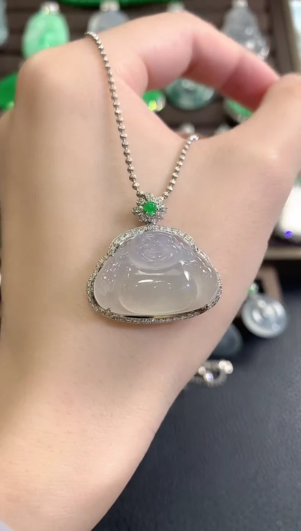 吊坠(不含链)18K金镶嵌翡翠秋日珠宝E2