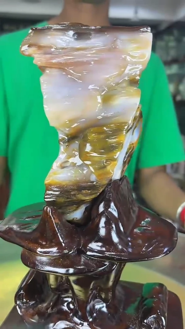 缅甸天然树化玉摆件