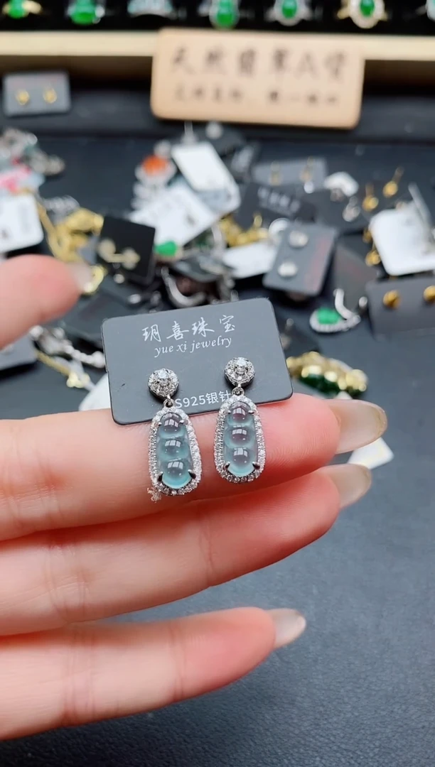 银S925镶嵌戒指翡翠1