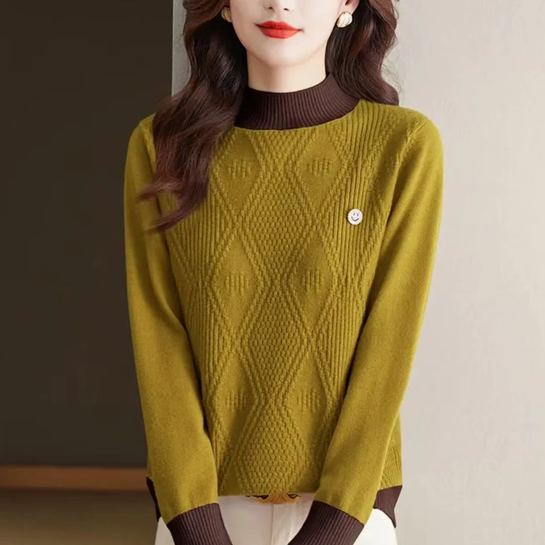 【橄榄绿】半高领毛衣女士宽松秋冬2024新款时尚流行羊毛打底衫