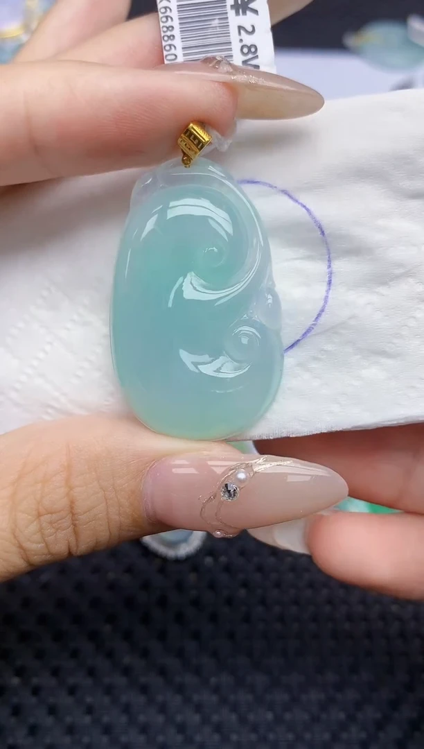 颈饰18K金镶嵌翡翠126   天然翡翠A货  百元以上9米证书费自理