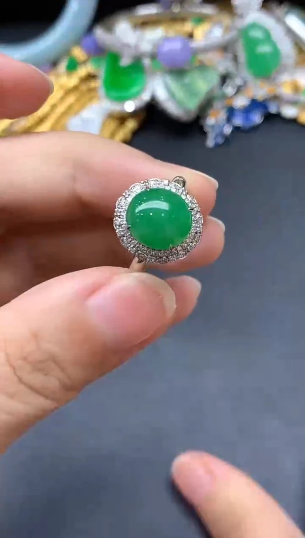 18K金镶嵌戒指翡翠554-中国好珍宝