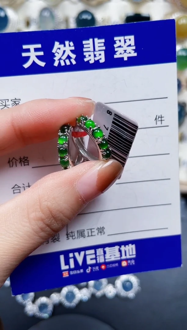 银S925镶嵌翡翠耳饰727