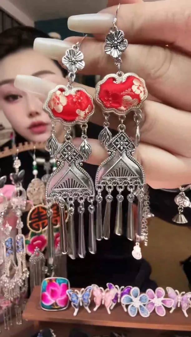 刺绣纯手工民族风刺绣耳环