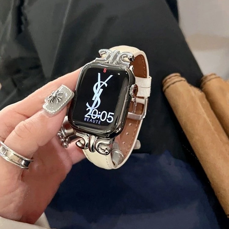 适用AppleWatchS9表带法棍凯旋高级感小众苹果iwatchS876金属拼接