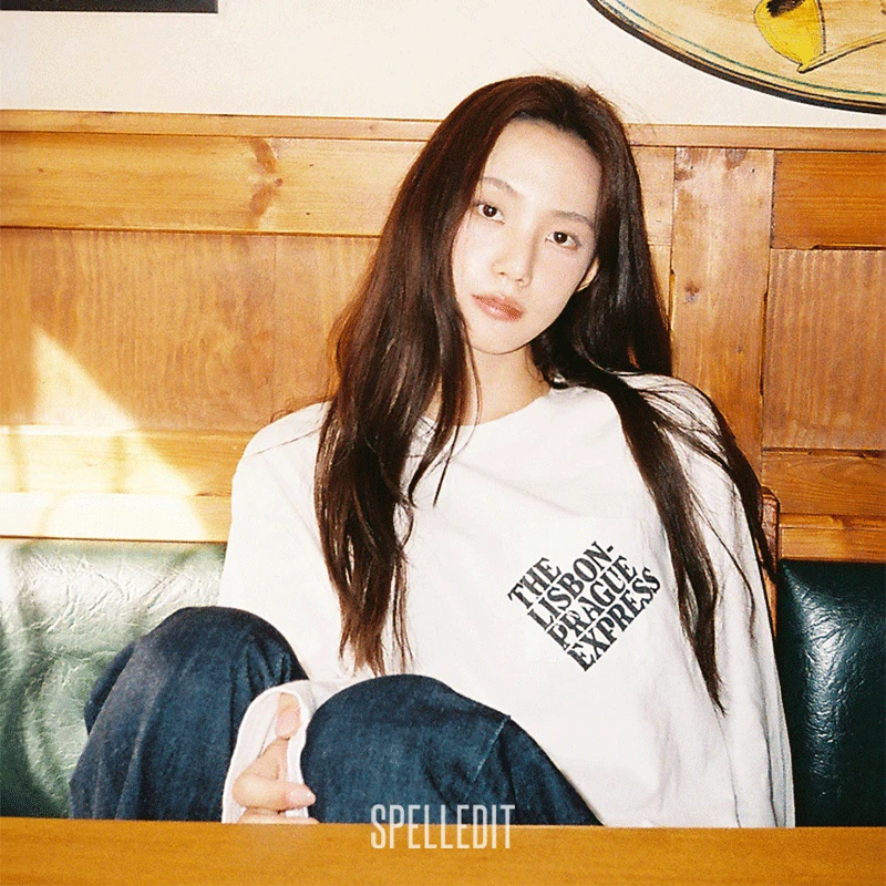 SPELLEDIT2025冬季新品里斯本长袖T恤创意字母印花纯棉宽松上衣女