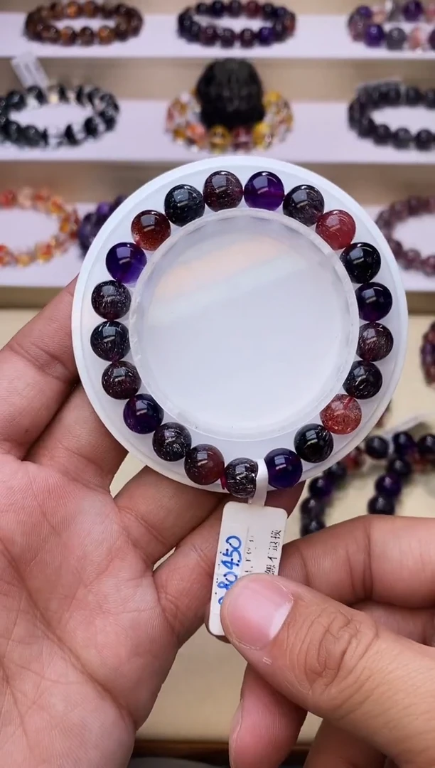 【闪购商品】水晶手链未镶嵌黑加仑超七单圈9m+