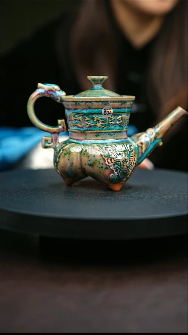 852#原矿钧瓷炉钧釉仰韶壶