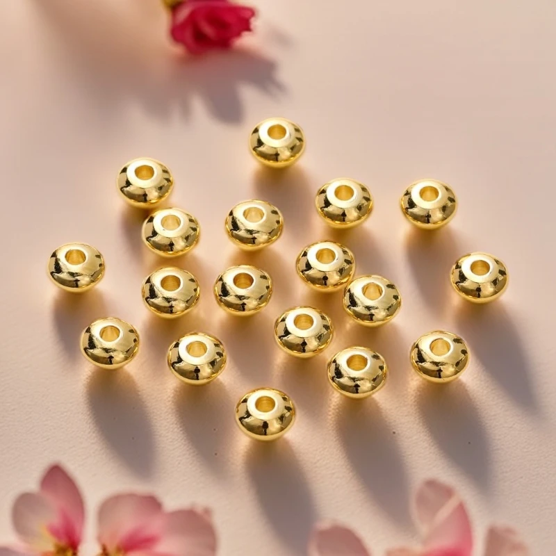 18k金3mm4mm5mm飞碟珠配件DIY一颗散珠