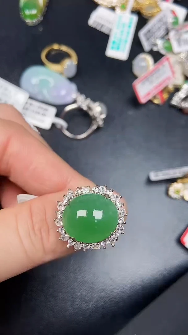 银S925镶嵌戒指翡翠2710