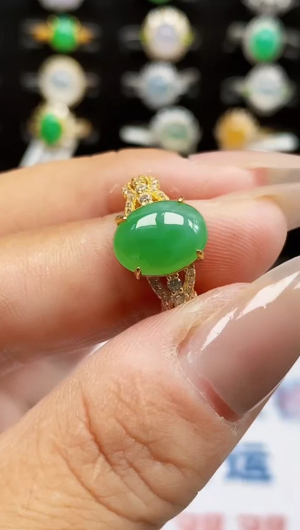 银S925镶嵌戒指翡翠0087