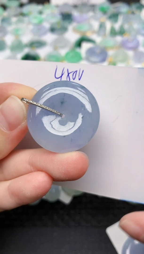 颈饰18K金镶嵌翡翠天然缅甸A货翡翠百元以上9元证书费自理