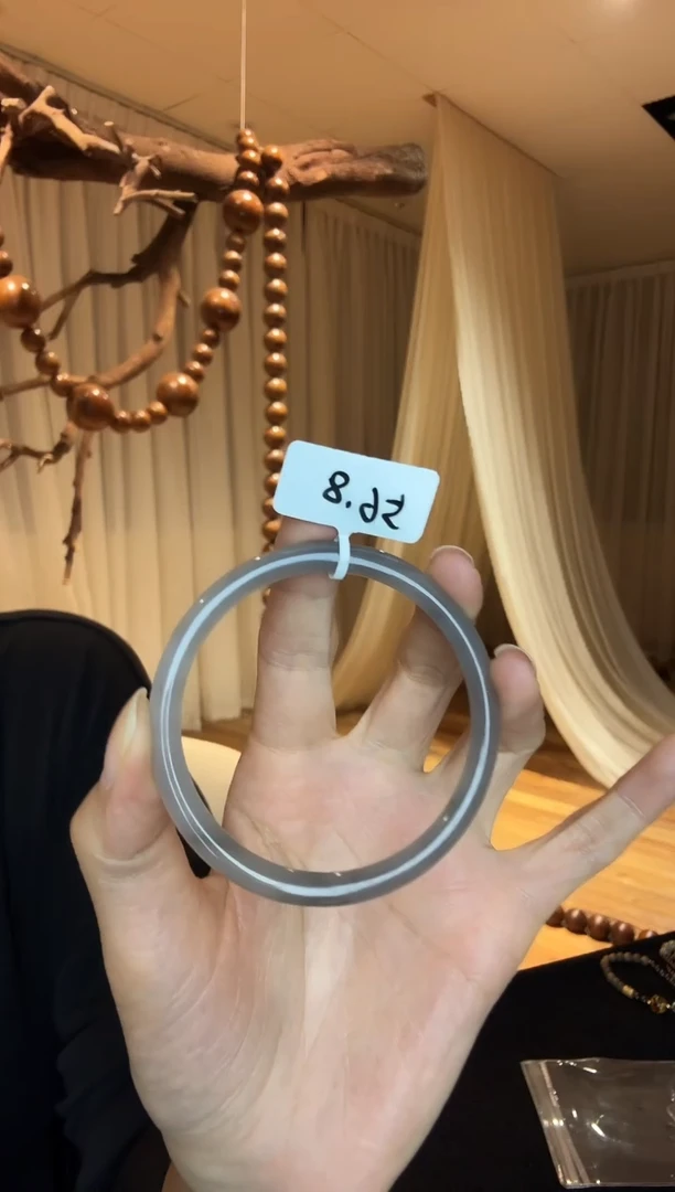 未镶嵌手镯和田玉烟紫叮当镯56.8