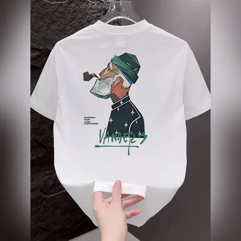 重磅纯棉短袖t恤男款爆款2025夏季新款休闲潮流圆领男士宽松半袖T