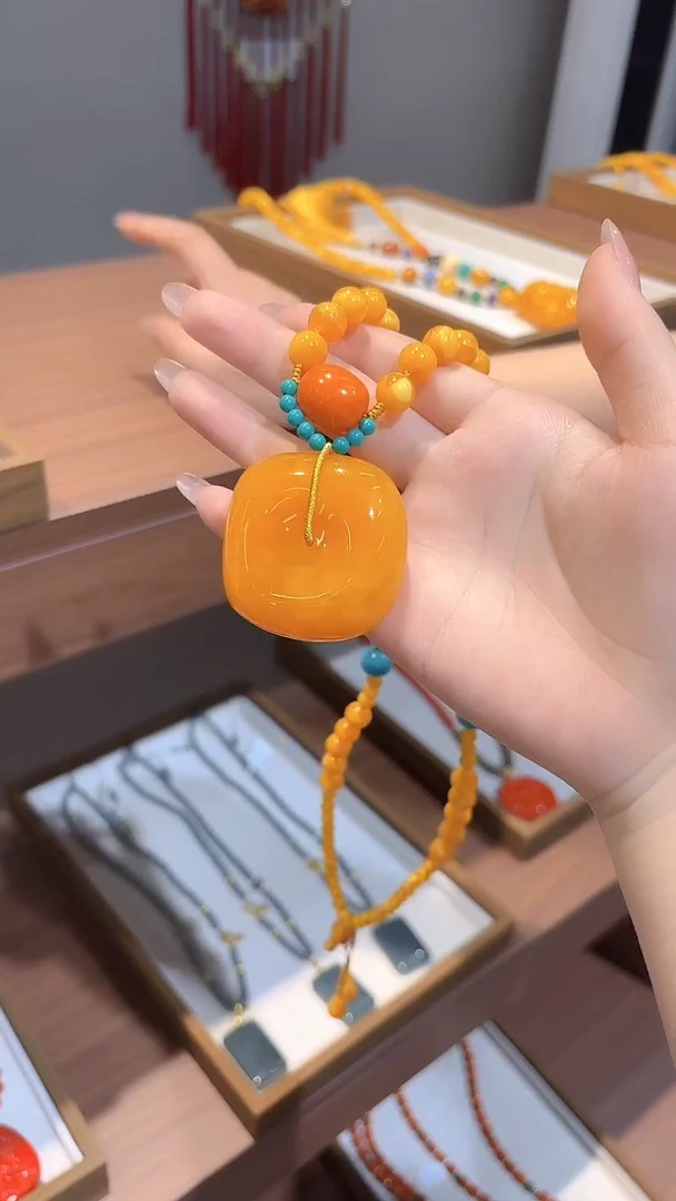 蜜蜡毛衣链未镶嵌DIY款M867