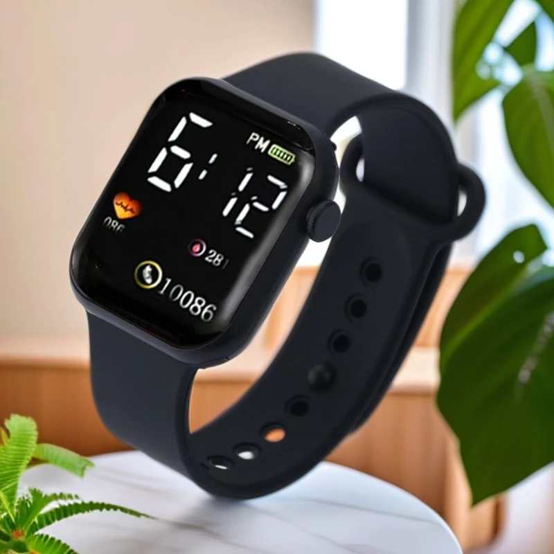 【儒一补贴】爱心小方块情侣运动LED电子手表方形学生适用