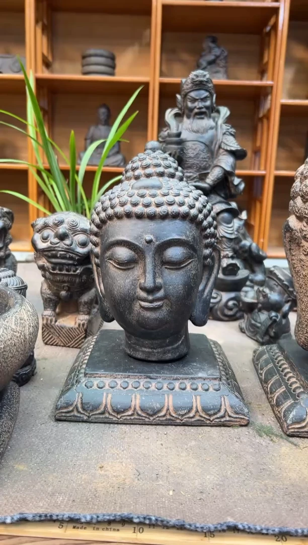 陶土【火山泥】小佛首+莲花底座