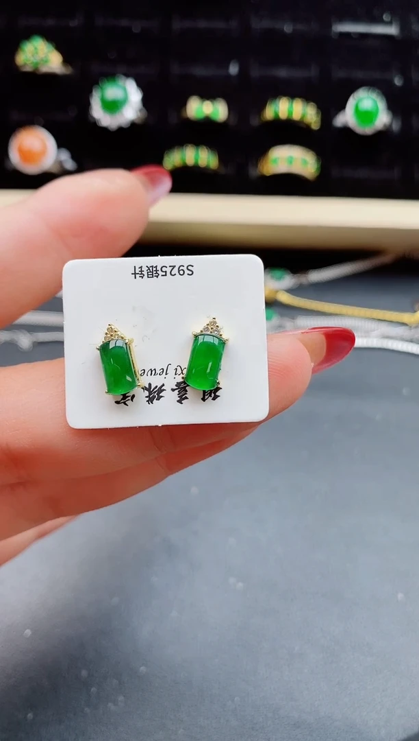 【闪购商品】翡翠耳饰银S925镶嵌321321