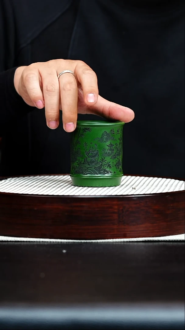 茶杯紫砂宜兴原矿紫砂 绿泥 主人杯