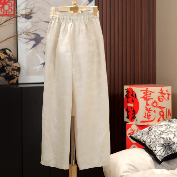 【江崖海水】2025新款新中式国风百搭女装江崖海水直筒裤- XT-515