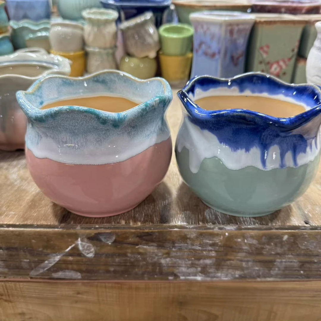 多肉陶瓷花盆透气老桩花盆客厅网红爆裂釉水肉肉绿植盆