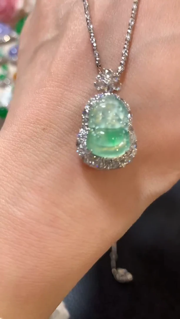 吊坠(不含链)18K金镶嵌翡翠z109