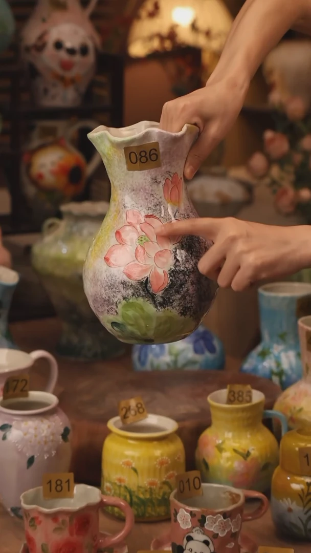 陶瓷086景德镇设计师手作花器摆件侘寂风