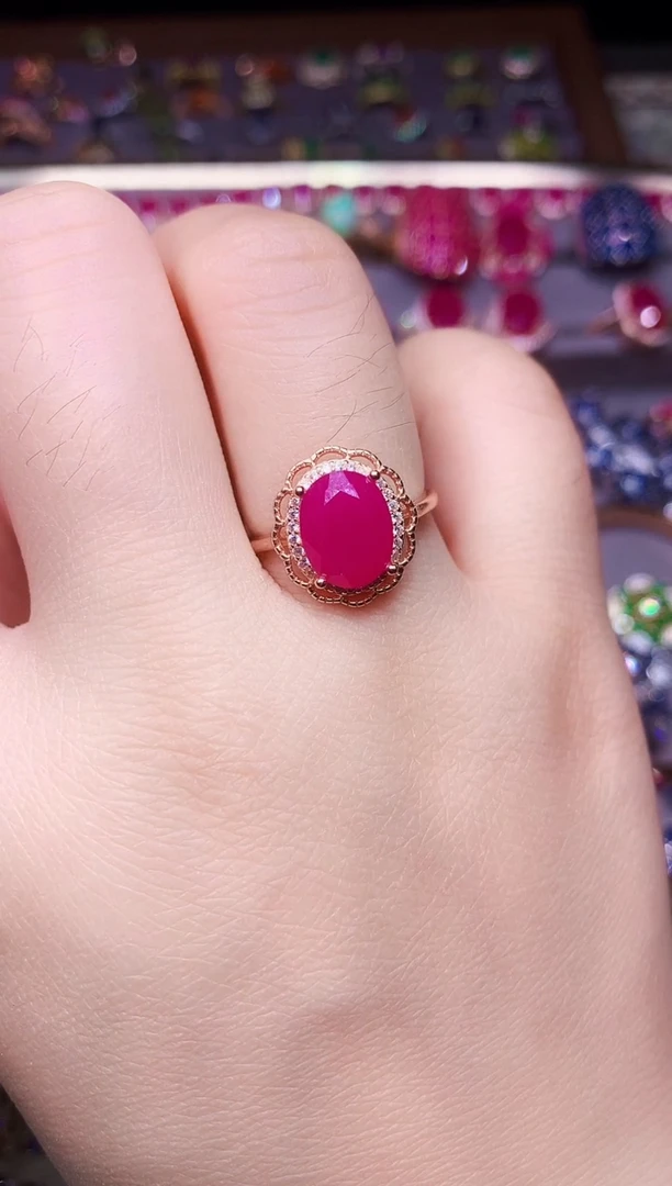 银S925镶嵌戒指红宝石.....