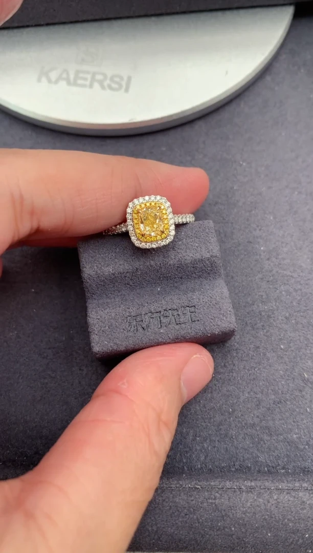 18K金镶嵌戒指/指环钻石1ct黄钻   定制  BH