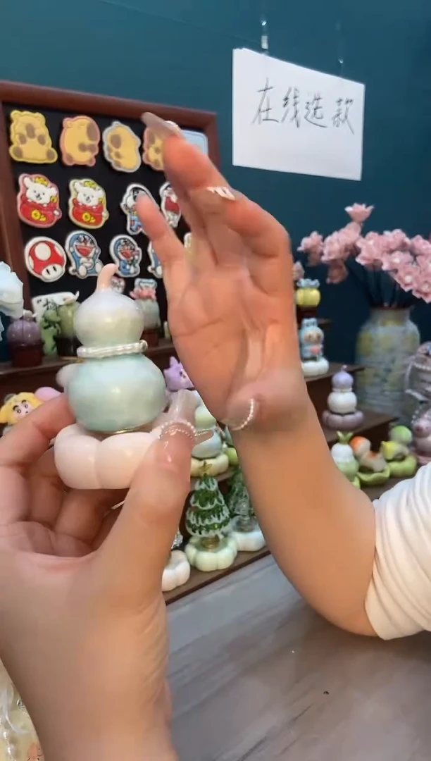 摆件陶粉色葫芦景德镇陶瓷摆件1个装