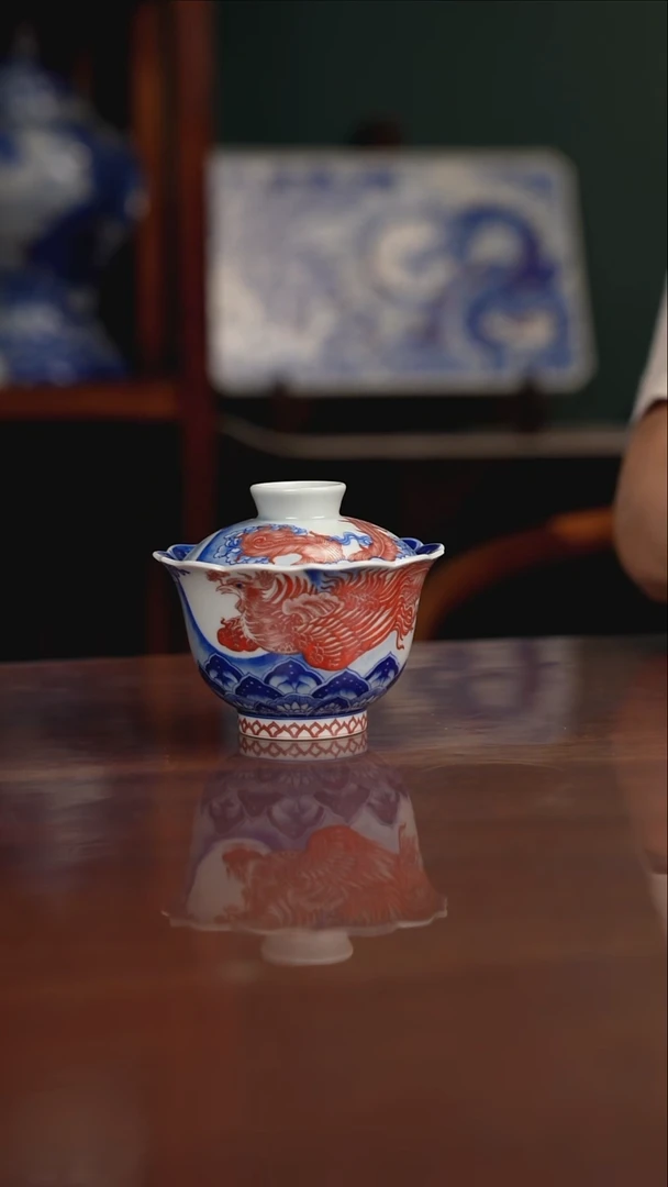 自成堂柴窑 釉里红凤