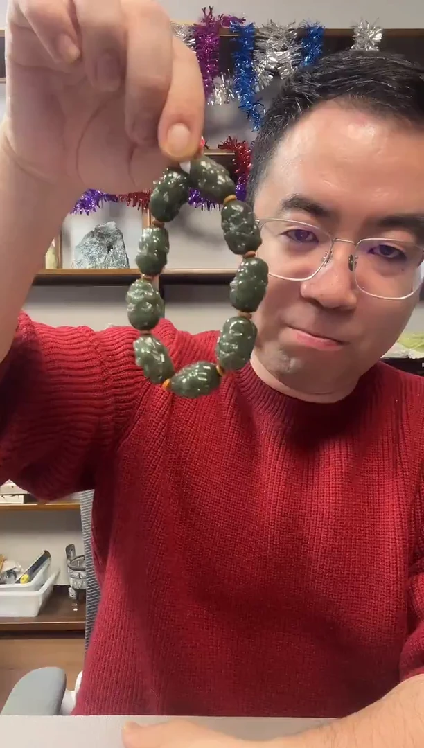 颈饰未镶嵌和田玉十八罗汉手串