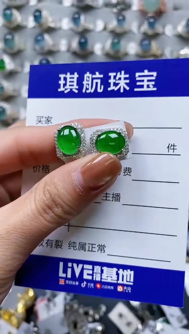 【闪购商品】翡翠耳饰银S925镶嵌0621