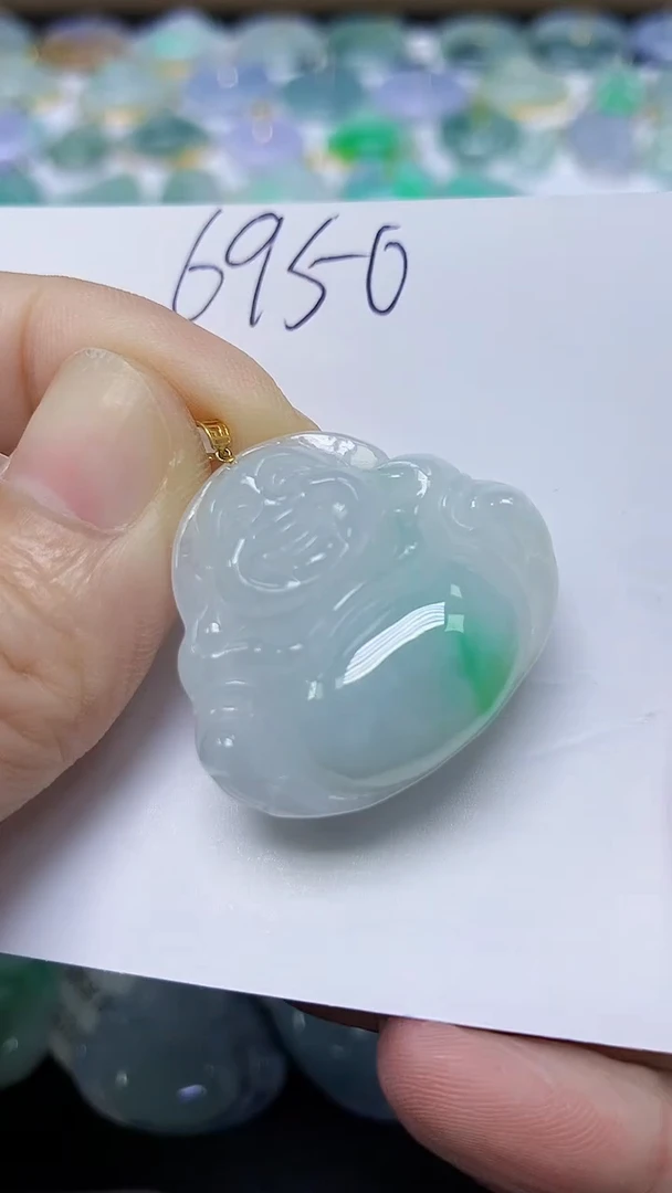 翡翠18K金镶嵌颈饰天然自然緬甸A貨翡翠