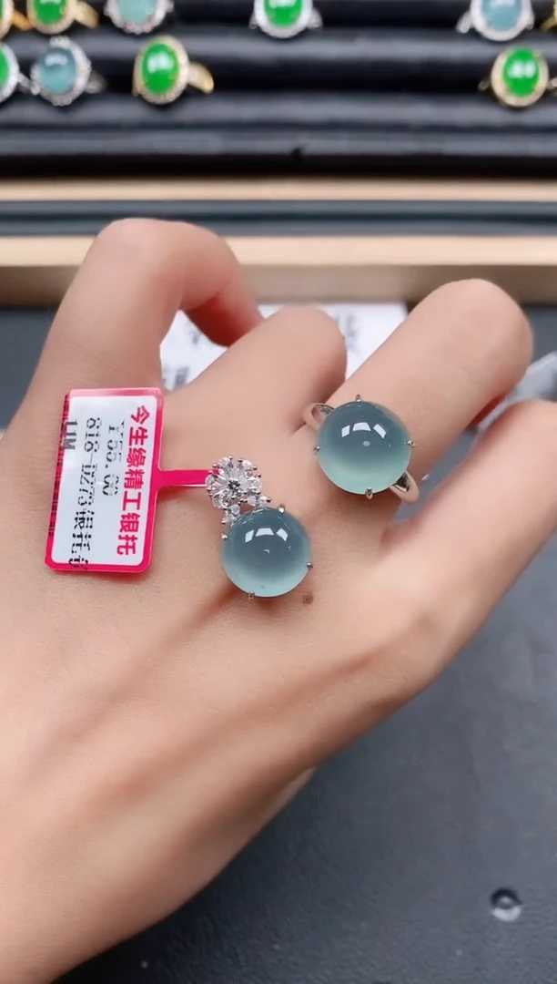 翡翠戒指银S925镶嵌111111