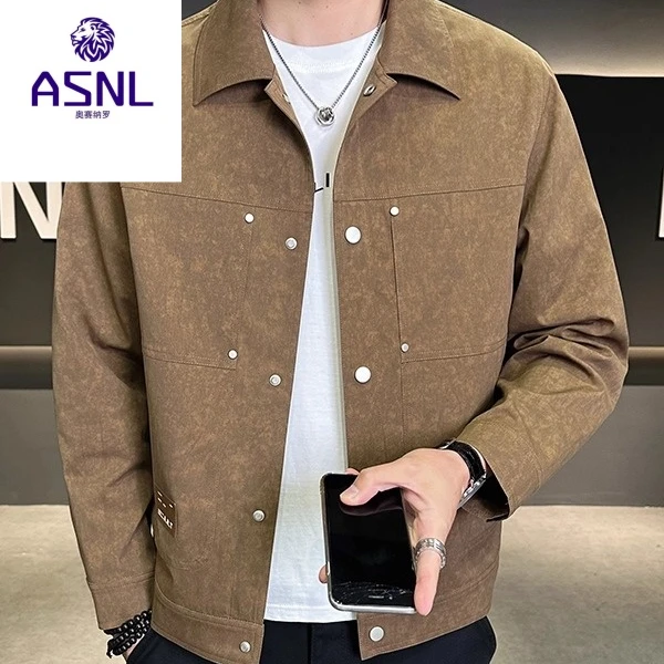 春秋季高档新款男士翻领夹克衫高品质潮流休闲百搭短款茄克男外套