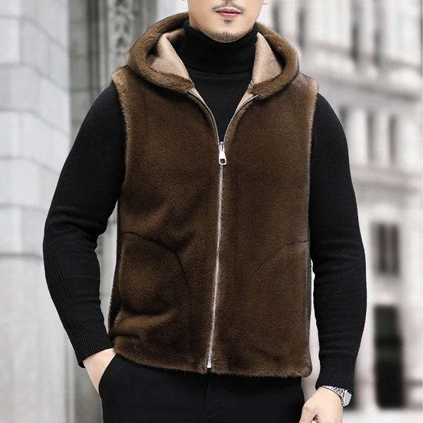 【厂家直销】双面穿海宁新款马甲夹克毛外套秋冬季立领时尚休闲