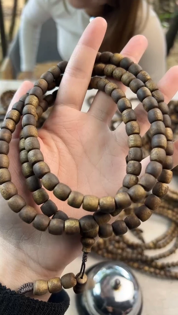 沉香手串奇楠沉水浮多圈鼓珠8mm发一条