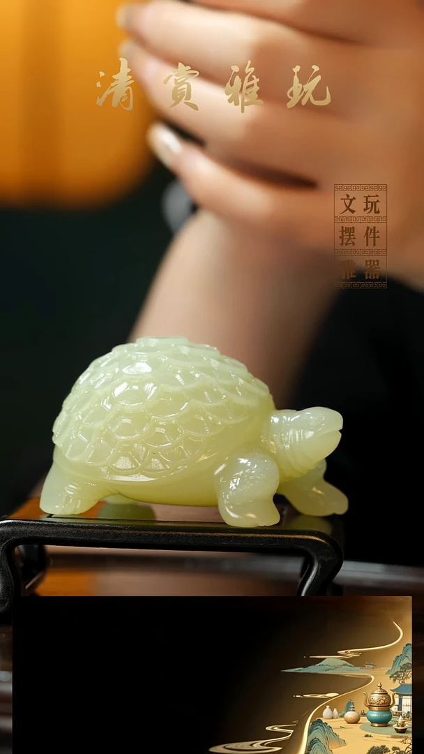 玉《金钱龟》手把件摆件