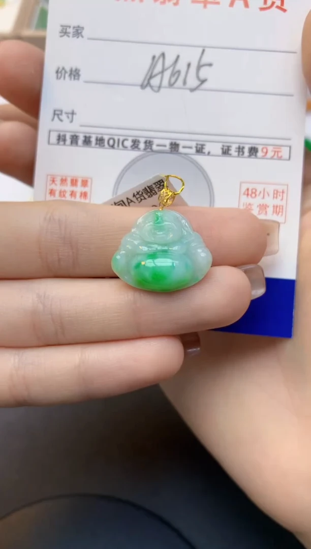 颈饰18K金镶嵌翡翠天然缅甸A货翡翠百元以上9元证书费自理