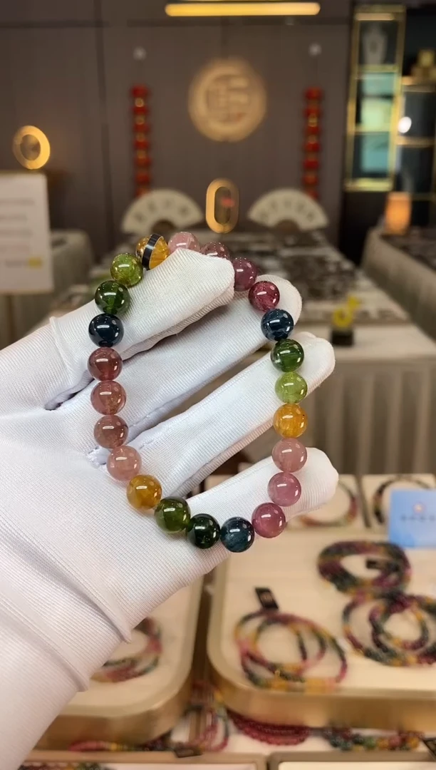 未镶嵌老矿碧玺彩虹单圈手串8mm+碧玺多样性发货一条xion
