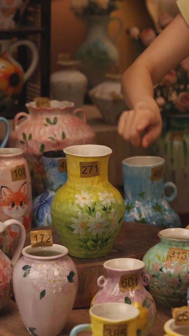 陶瓷271景德镇设计师手作花器摆件侘寂风
